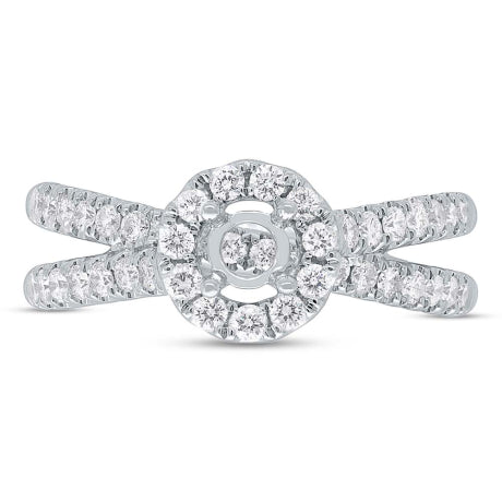 0.70ct 14k White Gold Diamond Semi-mount Ring for 0.30ct Center