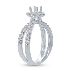 0.70ct 14k White Gold Diamond Semi-mount Ring for 0.30ct Center