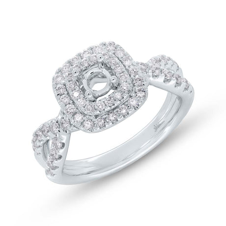 0.70ct 14k White Gold Diamond Semi-mount Ring for 0.40ct Center