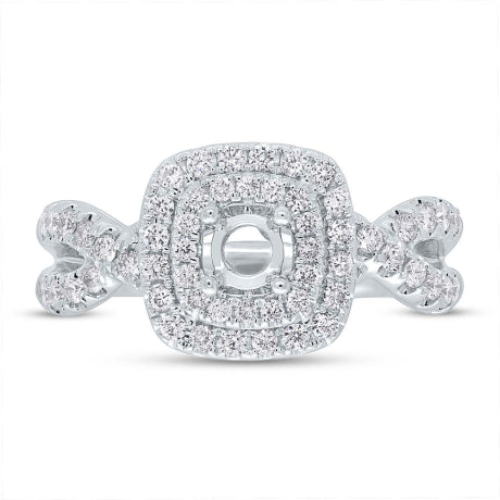 0.70ct 14k White Gold Diamond Semi-mount Ring for 0.40ct Center