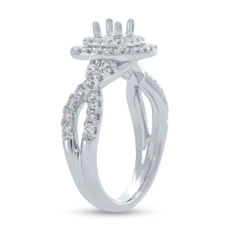 0.70ct 14k White Gold Diamond Semi-mount Ring for 0.40ct Center