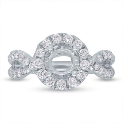 0.80ct 14k White Gold Diamond Semi-mount Ring for 1.00ct Center