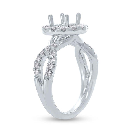 0.80ct 14k White Gold Diamond Semi-mount Ring for 1.00ct Center