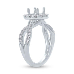 0.80ct 14k White Gold Diamond Semi-mount Ring for 1.00ct Center