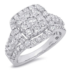 2.32ct 14k White Gold Diamond Cluster Engagement Ring Size 6.5