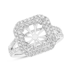 0.72ct 14k White Gold Diamond Semi-mount Ring for 8x8mm Center Size 6.5