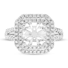 0.72ct 14k White Gold Diamond Semi-mount Ring for 8x8mm Center Size 6.5