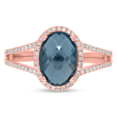 0.19ct Diamond & 2.70ct London Blue Topaz 14k Rose Gold Ring