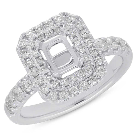 0.75ct 14k White Gold Diamond Semi-mount Ring for 6x4.5mm Center
