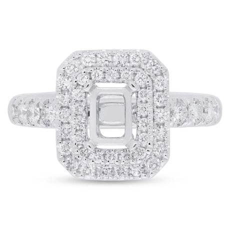 0.75ct 14k White Gold Diamond Semi-mount Ring for 6x4.5mm Center