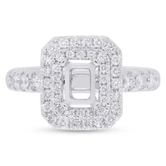 0.75ct 14k White Gold Diamond Semi-mount Ring for 6x4.5mm Center