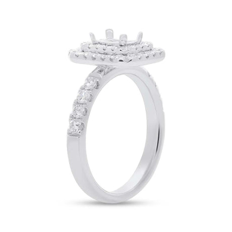 0.75ct 14k White Gold Diamond Semi-mount Ring for 6x4.5mm Center
