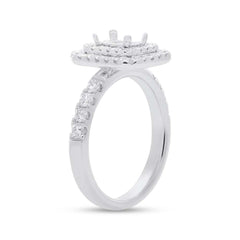 0.75ct 14k White Gold Diamond Semi-mount Ring for 6x4.5mm Center