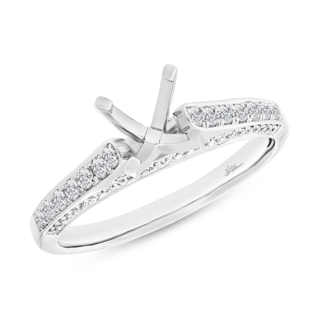 0.35ct 14k White Gold Diamond Semi-mount Ring for 1.00ct Center Size 4.5