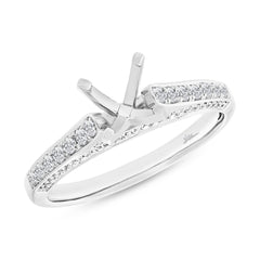 0.35ct 14k White Gold Diamond Semi-mount Ring for 1.00ct Center Size 4.5