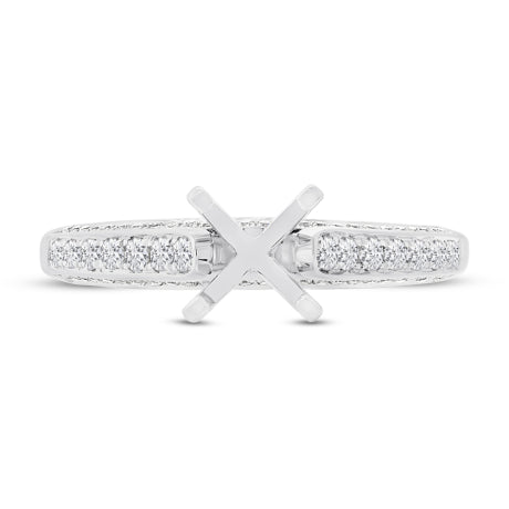 0.35ct 14k White Gold Diamond Semi-mount Ring for 1.00ct Center Size 4.5