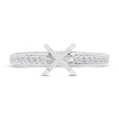 0.35ct 14k White Gold Diamond Semi-mount Ring for 1.00ct Center Size 4.5