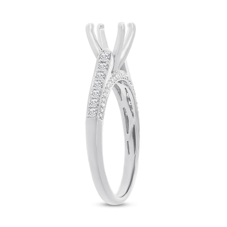 0.35ct 14k White Gold Diamond Semi-mount Ring for 1.00ct Center Size 4.5