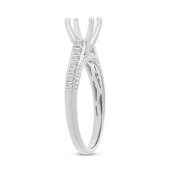 0.35ct 14k White Gold Diamond Semi-mount Ring for 1.00ct Center Size 4.5