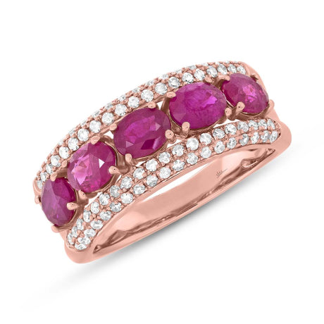 0.49ct Diamond & 2.08ct Ruby 14k Rose Gold Lady's Ring