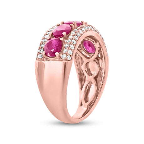 0.49ct Diamond & 2.08ct Ruby 14k Rose Gold Lady's Ring