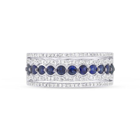 0.35ct Diamond & 0.65ct Blue Sapphire 14k White Gold Lady's Ring