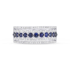 0.35ct Diamond & 0.65ct Blue Sapphire 14k White Gold Lady's Ring