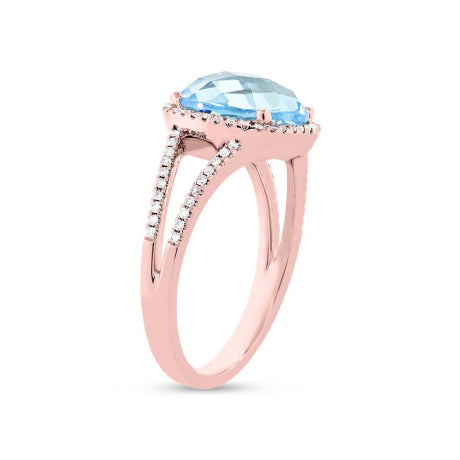 0.20ct Diamond & 4.30ct Blue Topaz 14k Rose Gold Ring