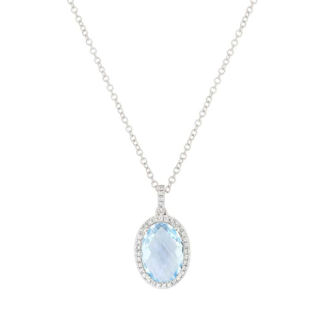 0.11ct Diamond & 2.40ct Blue Topaz 14k White Gold Pendant