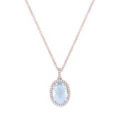0.11ct Diamond & 2.40ct Blue Topaz 14k Rose Gold Pendant
