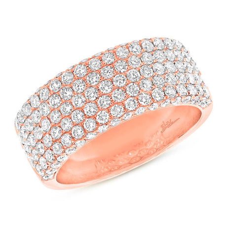 1.63ct 14k Rose Gold Diamond Lady's Pave Band Size 6.5