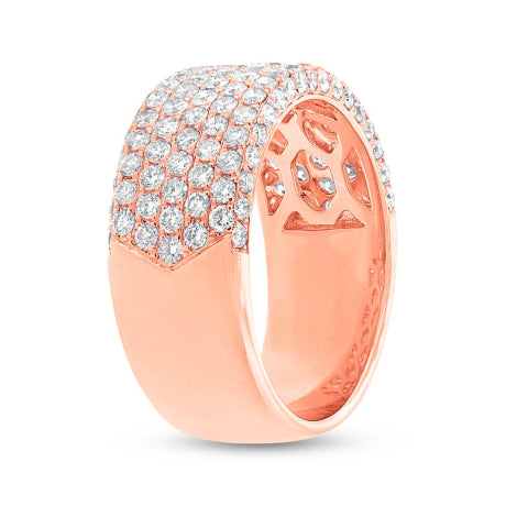 1.63ct 14k Rose Gold Diamond Lady's Pave Band Size 6.5