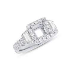 1.45ct 18k White Gold Diamond Semi-mount Ring for 5.5x5.5mm Center