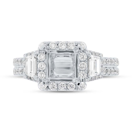 1.45ct 18k White Gold Diamond Semi-mount Ring for 5.5x5.5mm Center