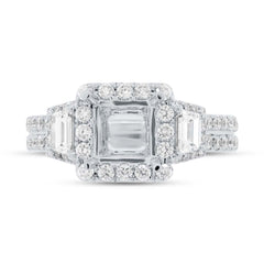 1.45ct 18k White Gold Diamond Semi-mount Ring for 5.5x5.5mm Center
