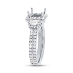 1.45ct 18k White Gold Diamond Semi-mount Ring for 5.5x5.5mm Center