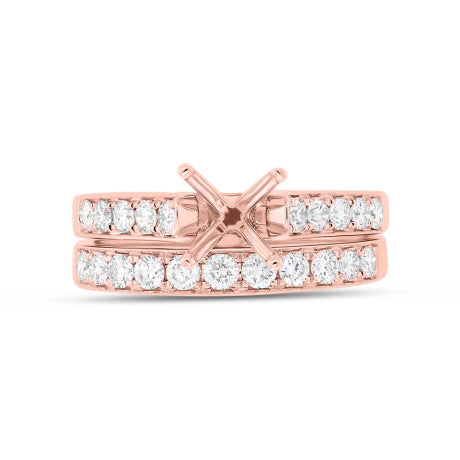 0.76ct 14k Rose Gold Diamond Semi-mount Ring 2-pc