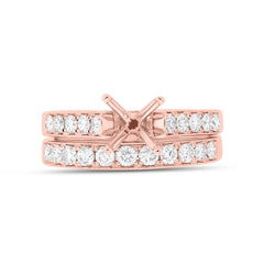 0.76ct 14k Rose Gold Diamond Semi-mount Ring 2-pc