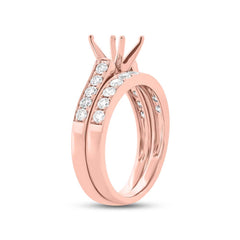 0.76ct 14k Rose Gold Diamond Semi-mount Ring 2-pc