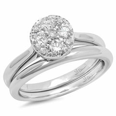 0.54ct 14k White Gold Diamond Wedding Set Cluster Size 6.5