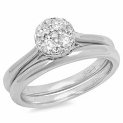 0.35ct 14k White Gold Diamond Wedding Set Cluster Size 6.5