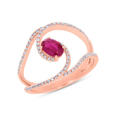 0.21ct Diamond & 0.55ct Ruby 14k Rose Gold Ring