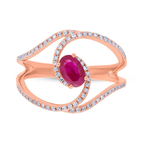 0.21ct Diamond & 0.55ct Ruby 14k Rose Gold Ring
