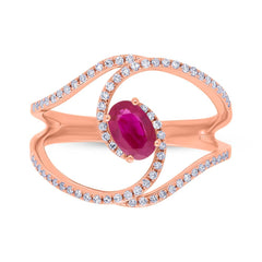0.21ct Diamond & 0.55ct Ruby 14k Rose Gold Ring