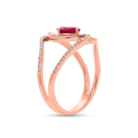 0.21ct Diamond & 0.55ct Ruby 14k Rose Gold Ring