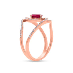 0.21ct Diamond & 0.55ct Ruby 14k Rose Gold Ring