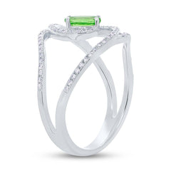 0.21ct Diamond & 0.46ct Green Garnet 14k White Gold Ring