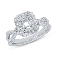 0.70ct 14k White Gold Diamond Semi-mount Ring for 4.7x3.1mm Center