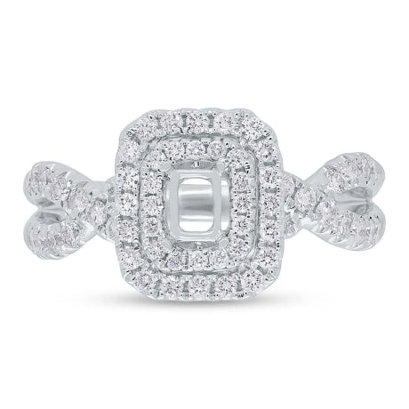 0.70ct 14k White Gold Diamond Semi-mount Ring for 4.7x3.1mm Center