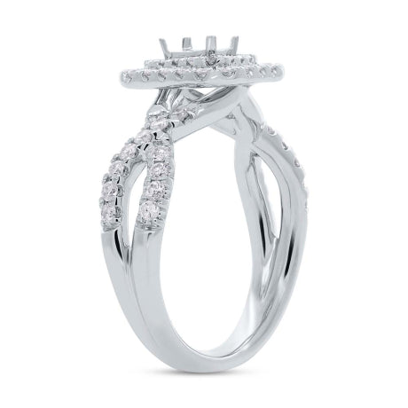 0.70ct 14k White Gold Diamond Semi-mount Ring for 4.7x3.1mm Center